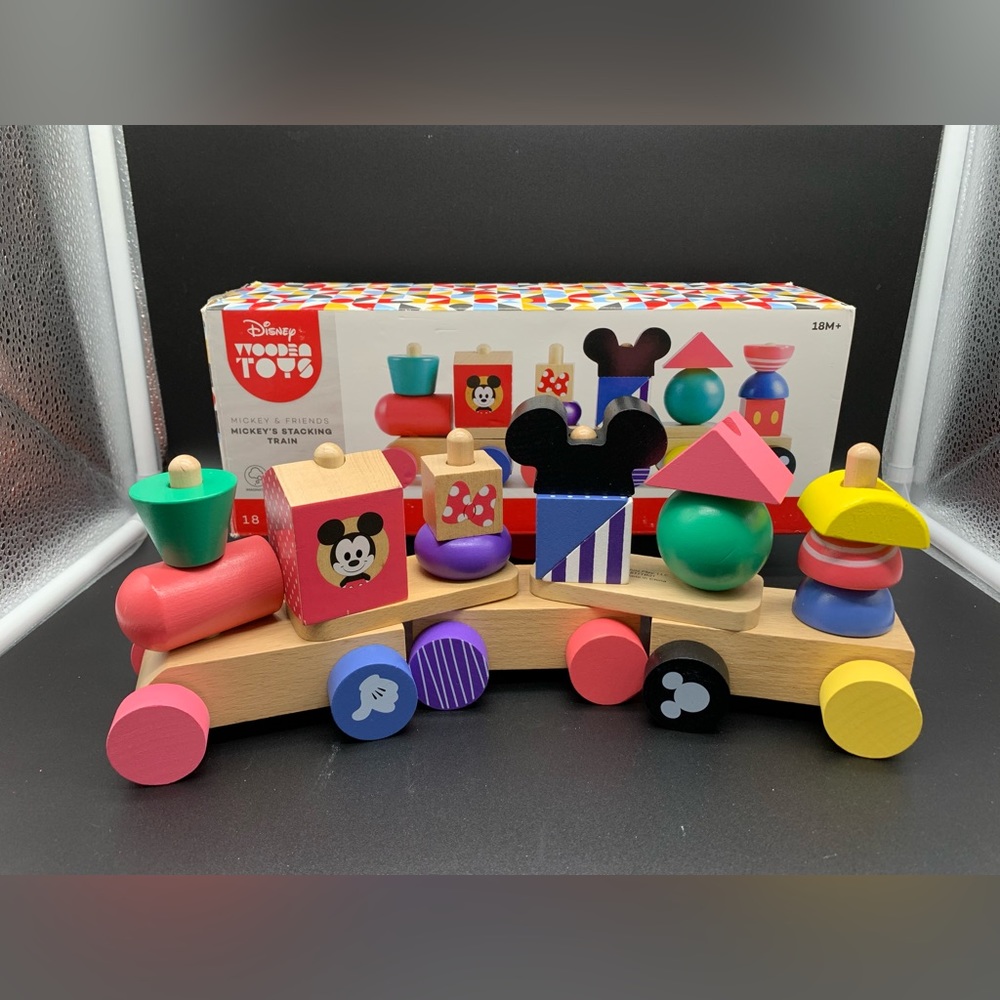 Disney Wooden Toys Mickey & Friends Mickey Mouse Stacking Train Set Just Play.